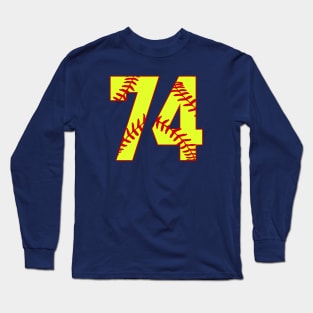 Fastpitch Softball Number 74 #74 Softball Shirt Jersey Uniform Favorite Player Biggest Fan Long Sleeve T-Shirt